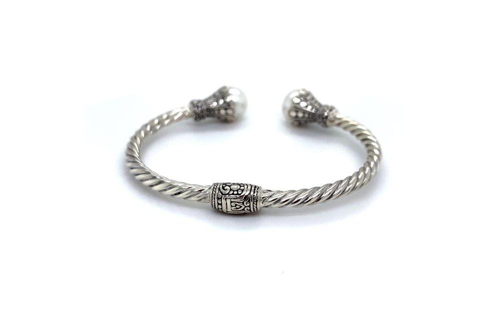 Bali Twist Bangle- White Pearl