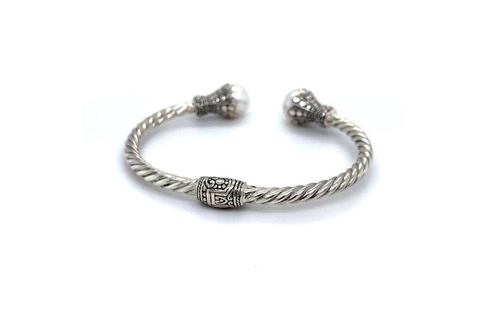 Bali Twist Bangle- White Pearl
