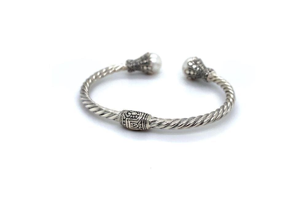 Bali Twist Bangle- White Pearl