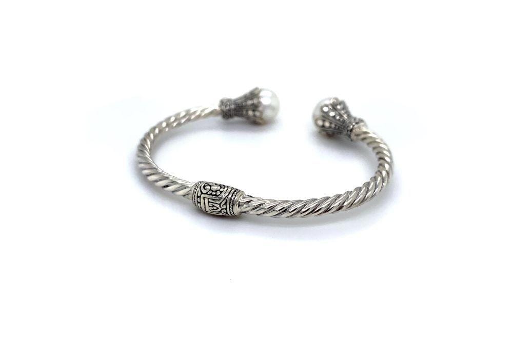 Bali Twist Bangle- White Pearl