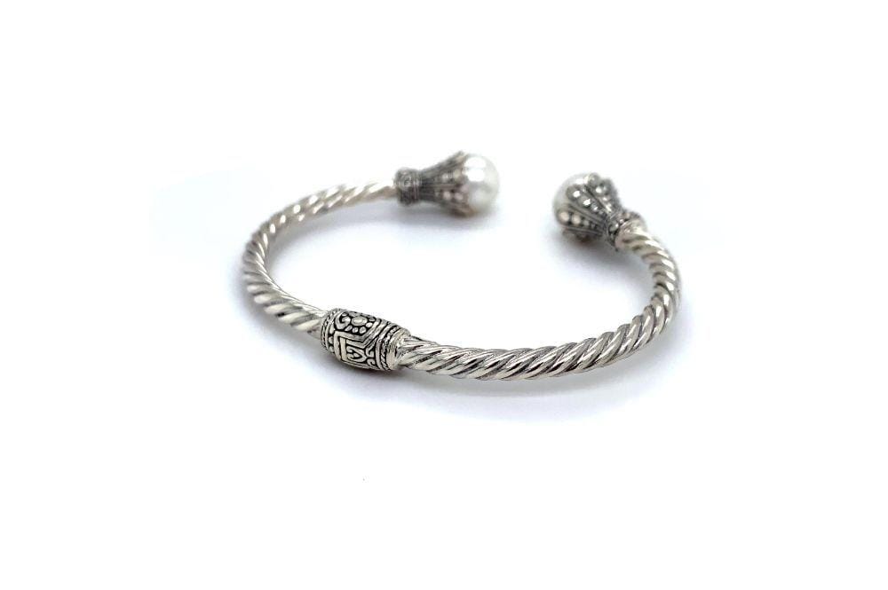 Bali Twist Bangle- White Pearl