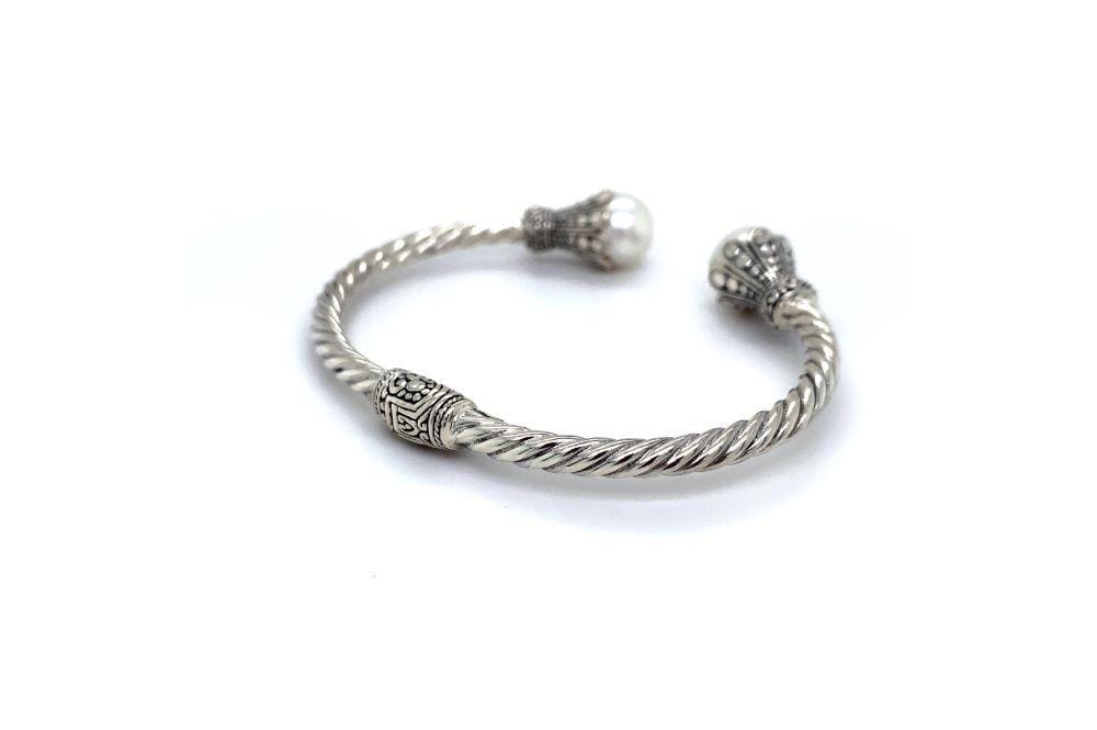 Bali Twist Bangle- White Pearl
