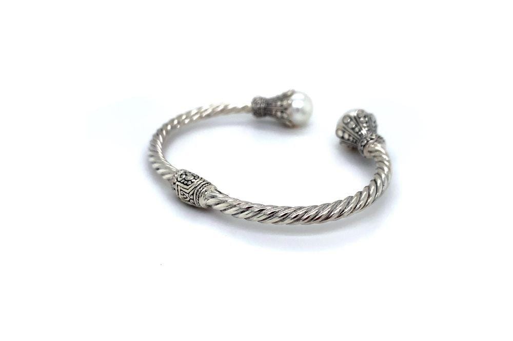 Bali Twist Bangle- White Pearl