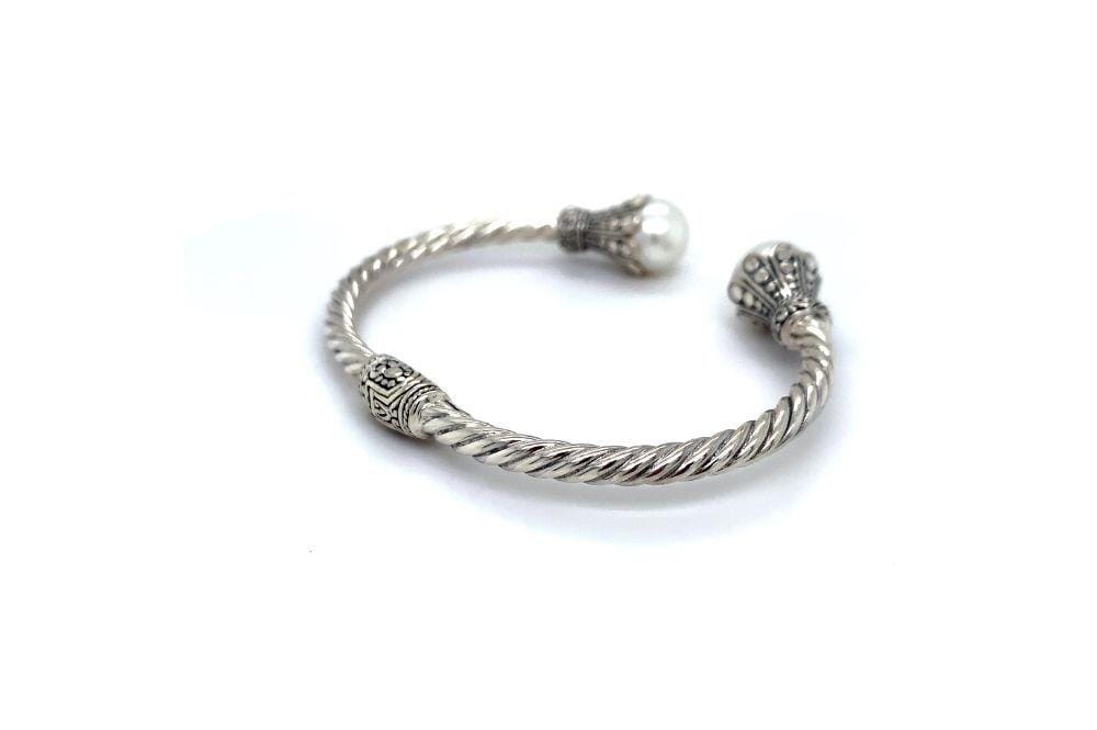 Bali Twist Bangle- White Pearl