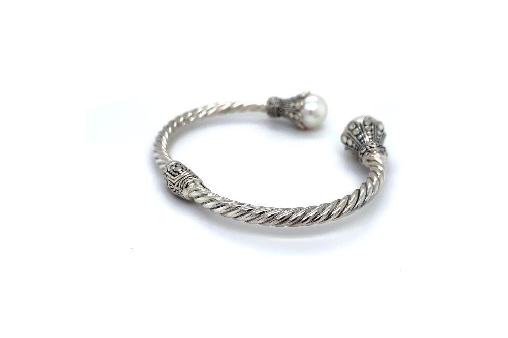 Bali Twist Bangle- White Pearl