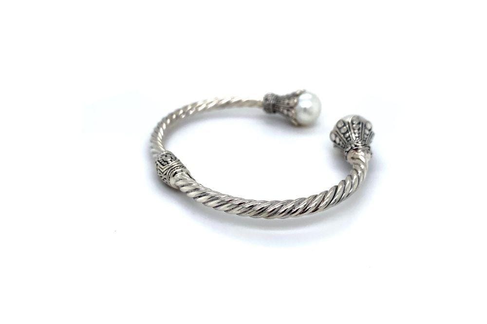 Bali Twist Bangle- White Pearl