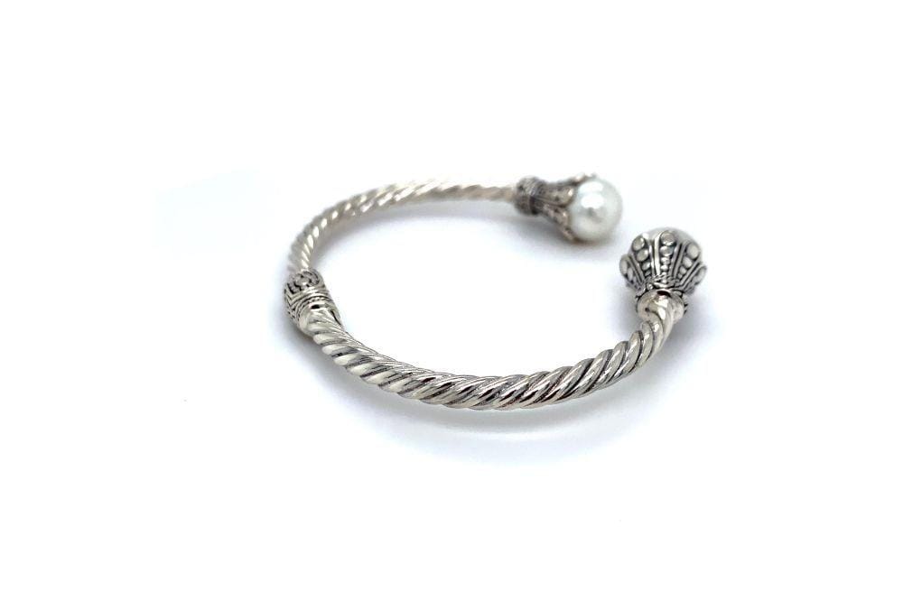 Bali Twist Bangle- White Pearl