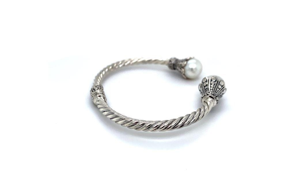 Bali Twist Bangle- White Pearl