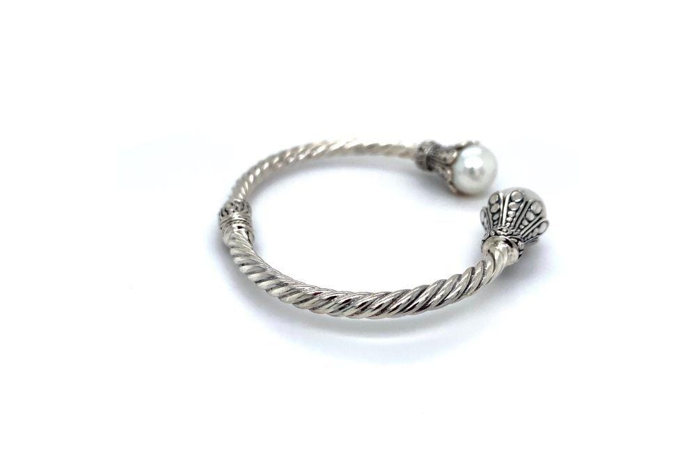 Bali Twist Bangle- White Pearl
