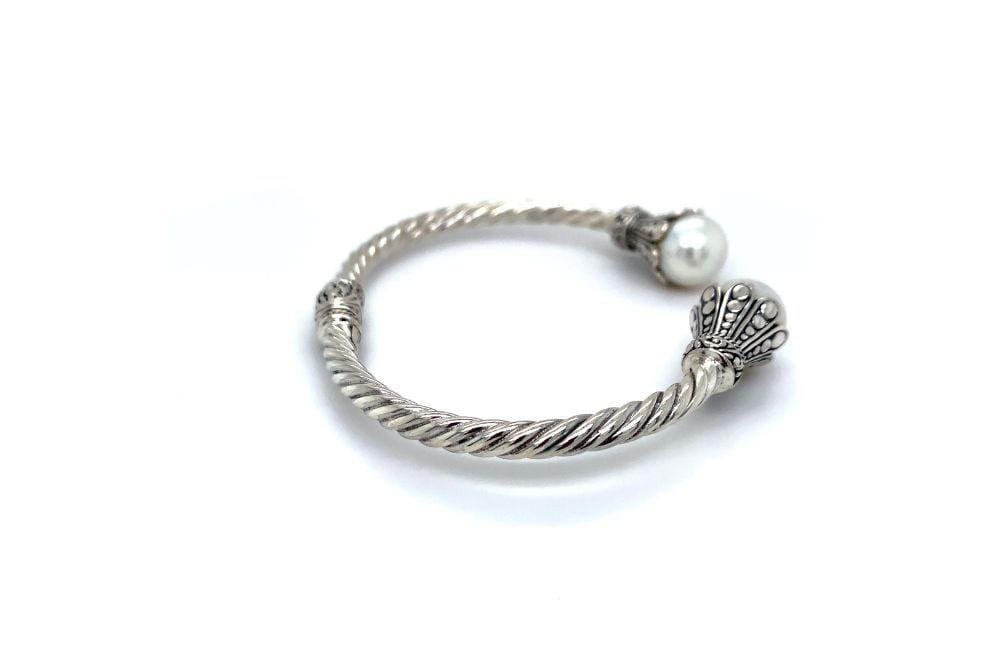 Bali Twist Bangle- White Pearl