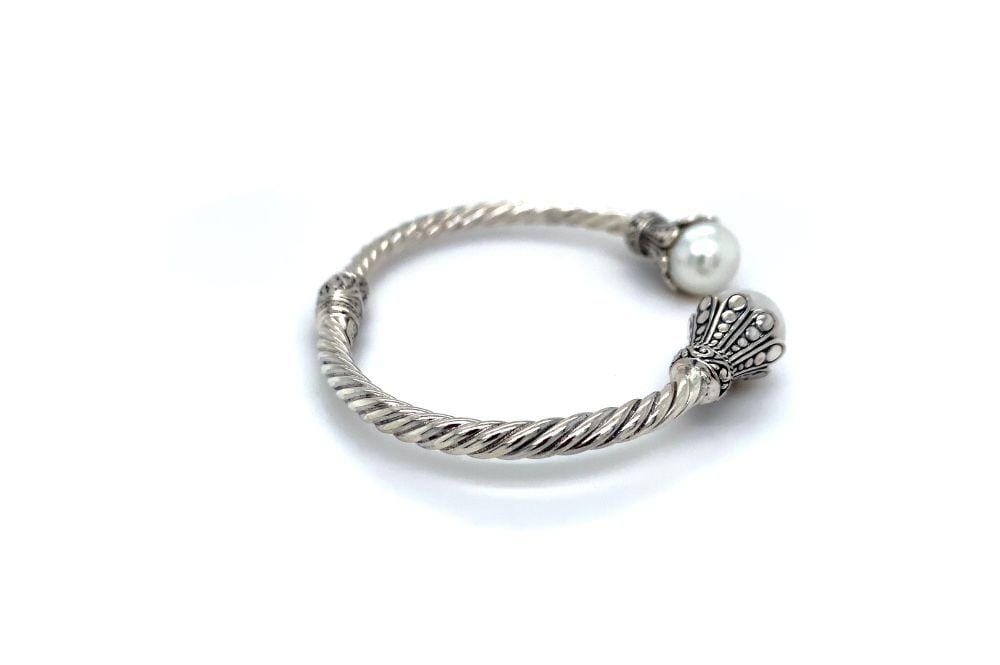 Bali Twist Bangle- White Pearl