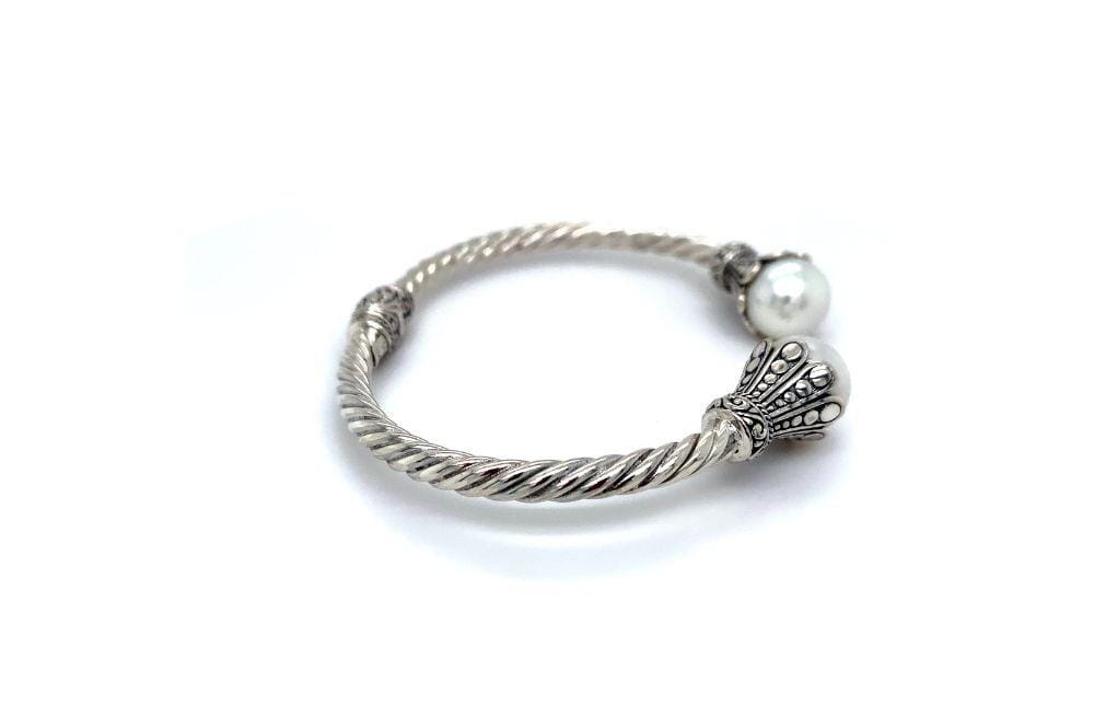 Bali Twist Bangle- White Pearl