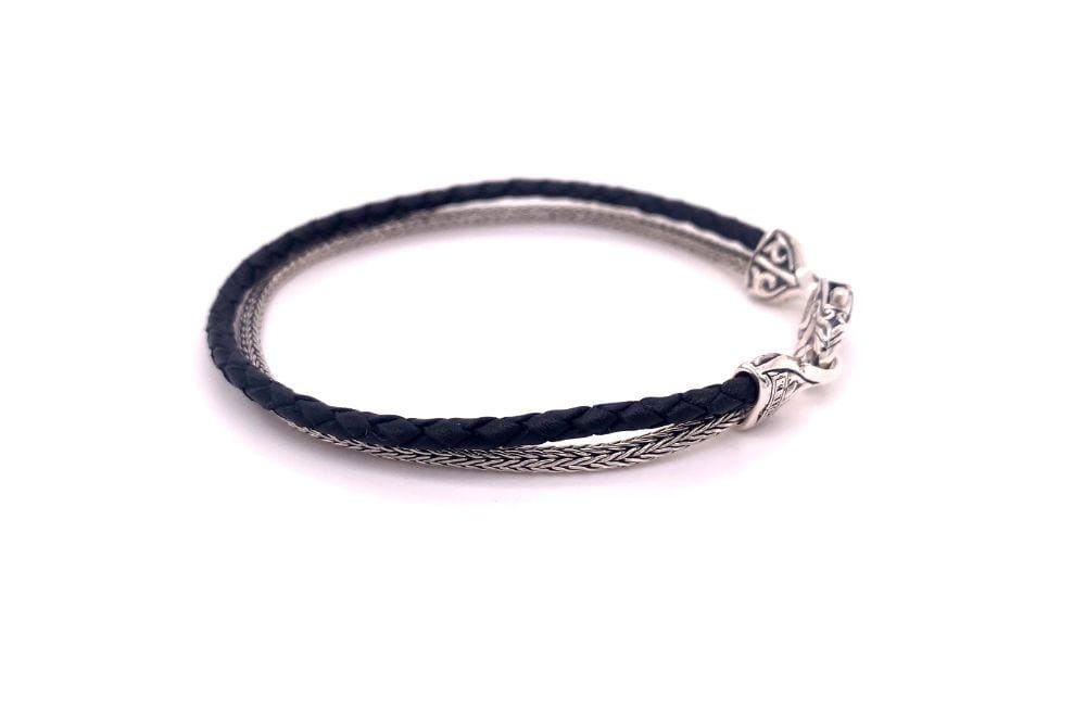 Latitude Bracelet- Black Leather