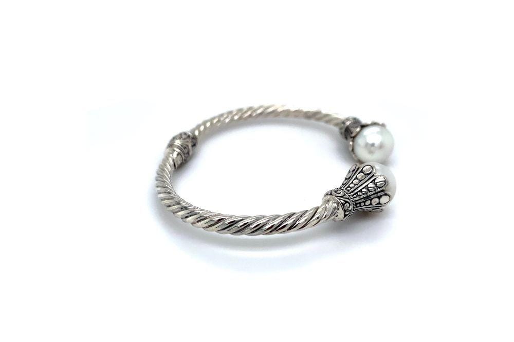 Bali Twist Bangle- White Pearl