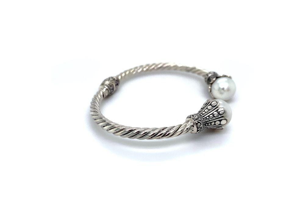 Bali Twist Bangle- White Pearl