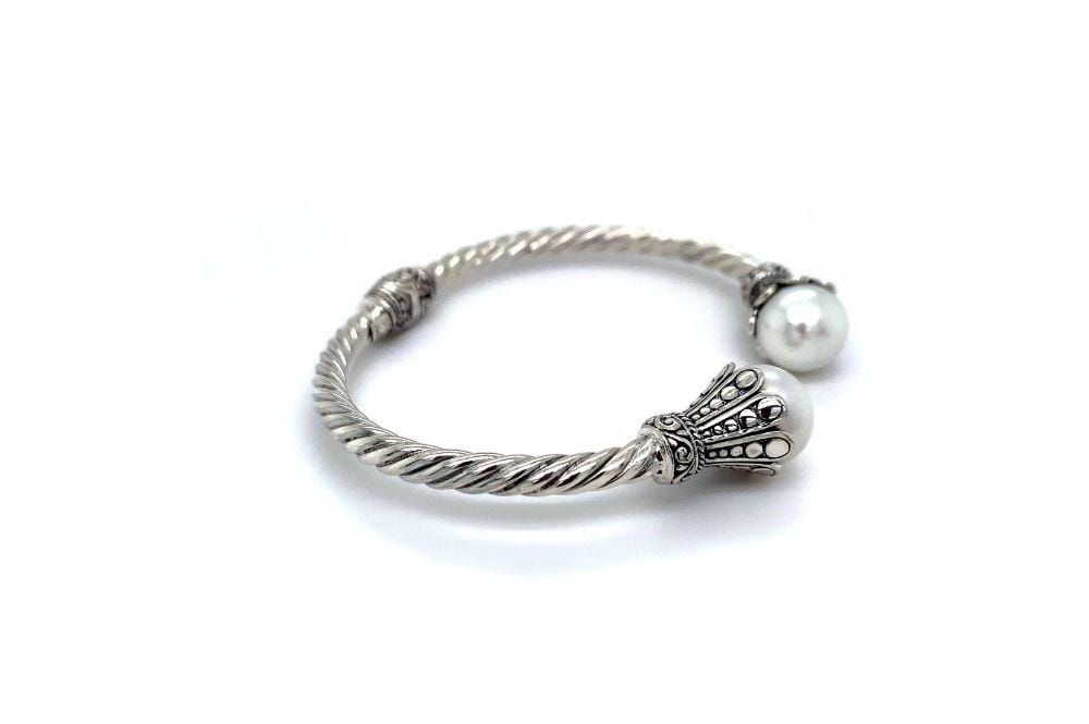 Bali Twist Bangle- White Pearl