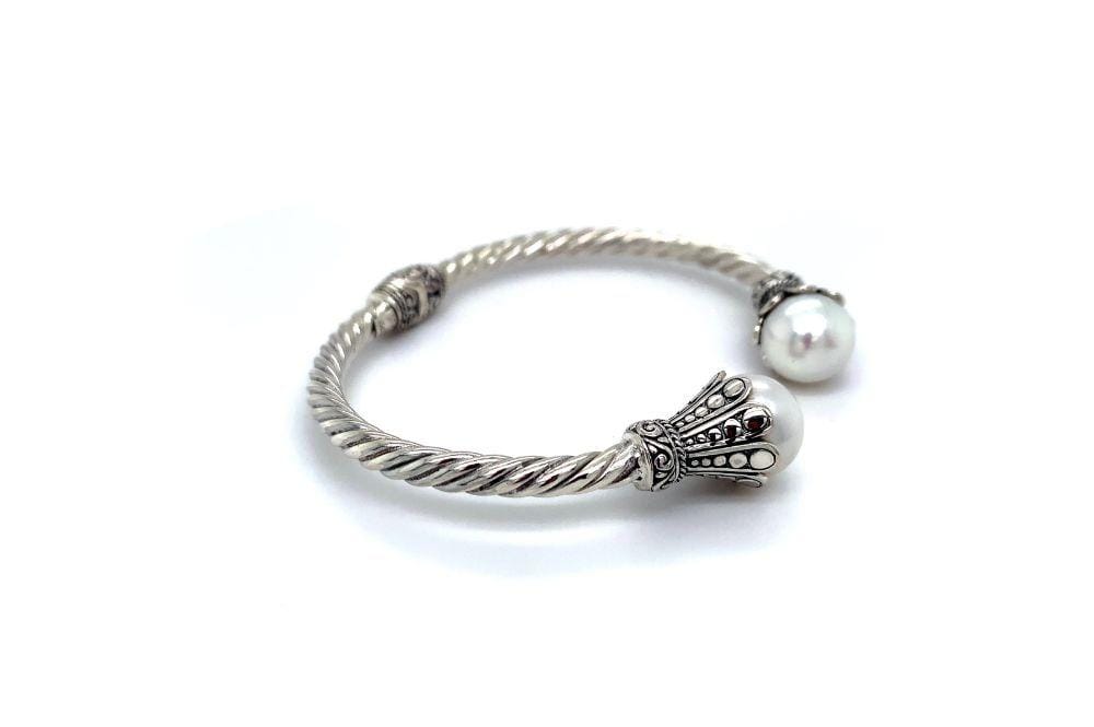 Bali Twist Bangle- White Pearl