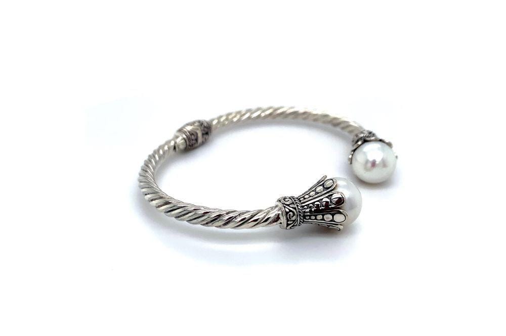 Bali Twist Bangle- White Pearl