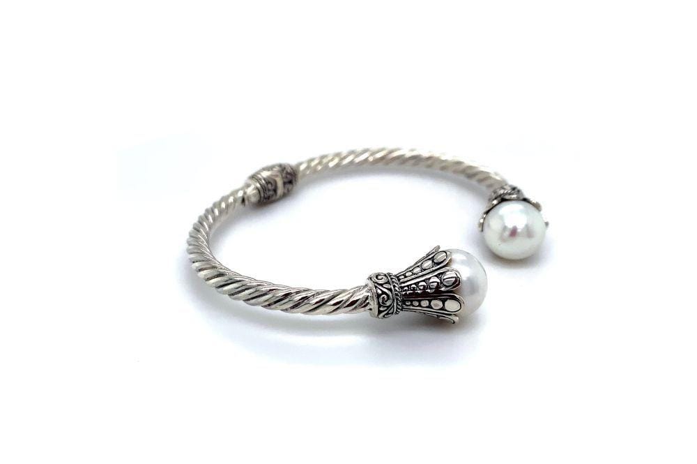 Bali Twist Bangle- White Pearl