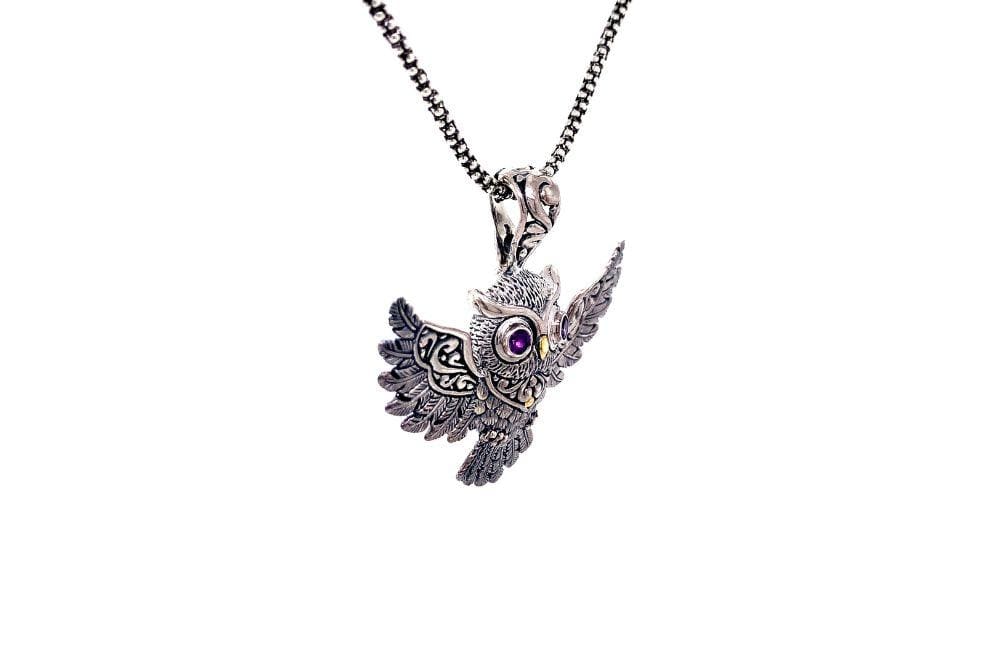 Owl Pendant- Amethyst