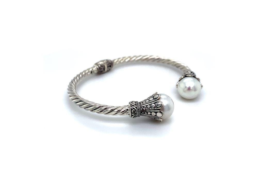 Bali Twist Bangle- White Pearl