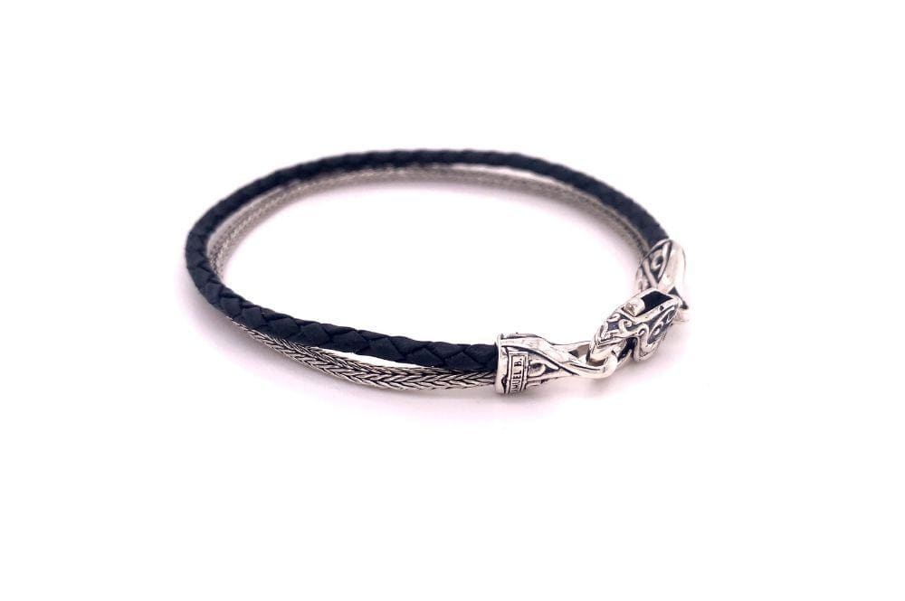 Latitude Bracelet- Black Leather