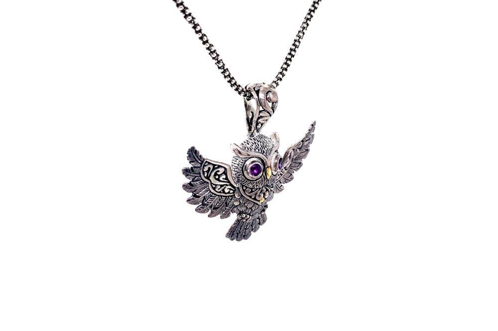 Owl Pendant- Amethyst
