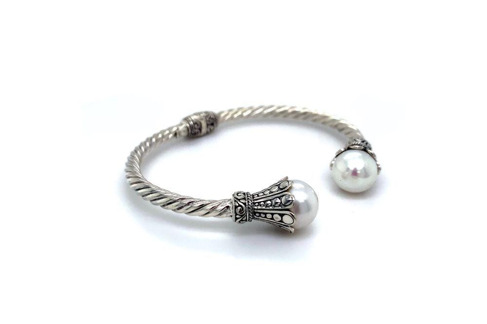 Bali Twist Bangle- White Pearl