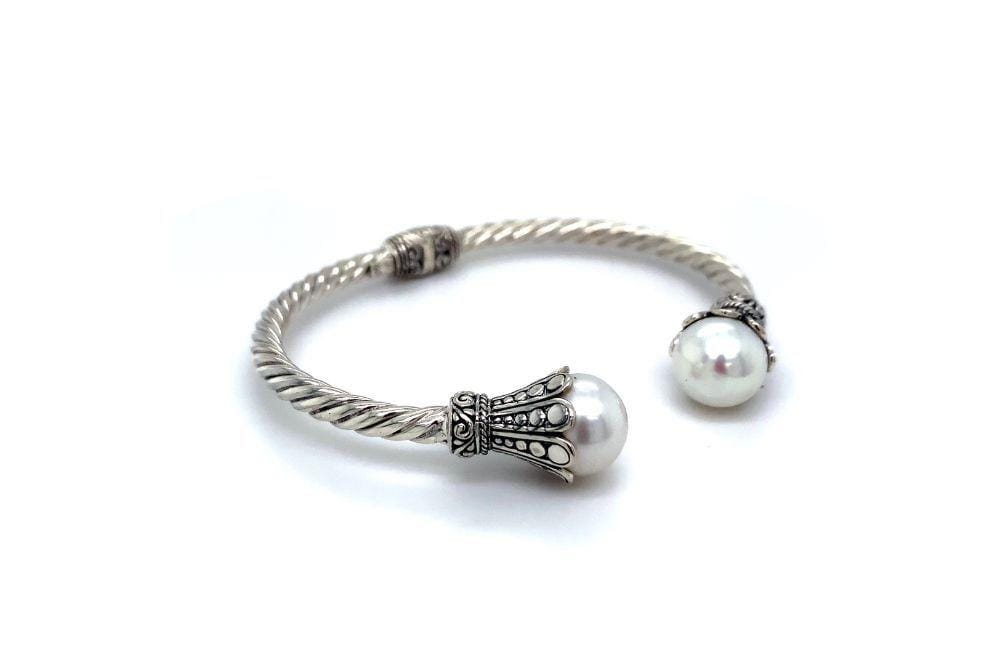 Bali Twist Bangle- White Pearl