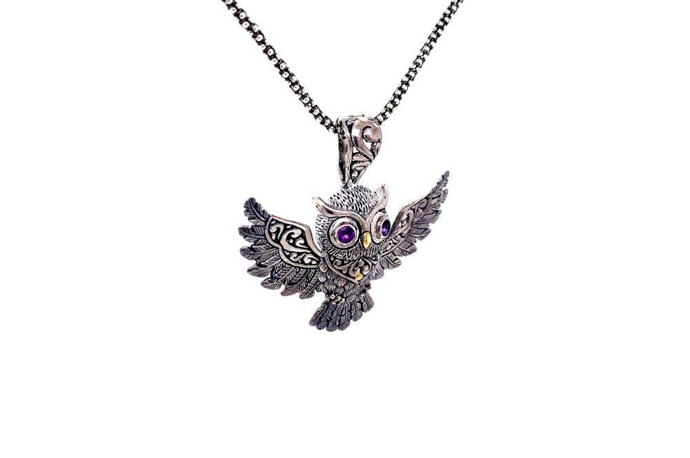 Owl Pendant- Amethyst