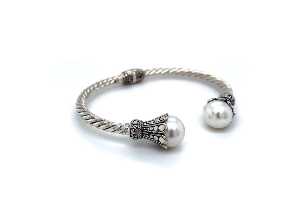 Bali Twist Bangle- White Pearl