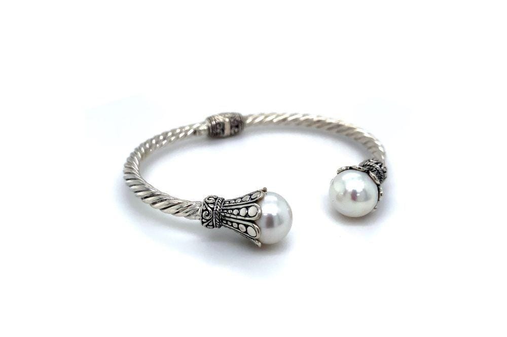 Bali Twist Bangle- White Pearl