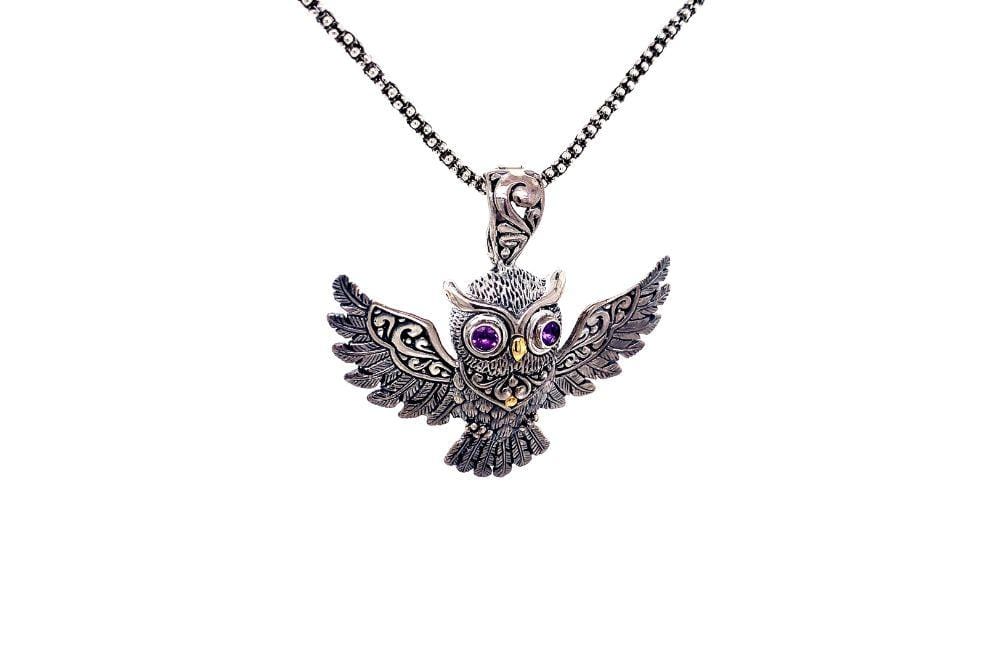 Owl Pendant- Amethyst