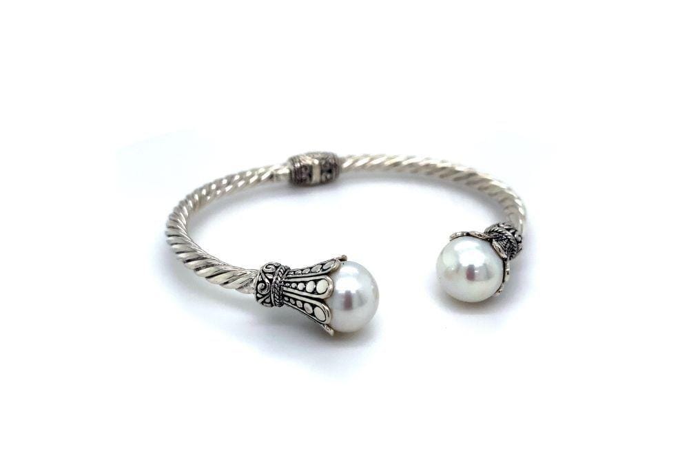 Bali Twist Bangle- White Pearl