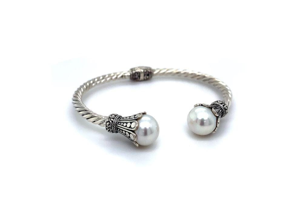 Bali Twist Bangle- White Pearl