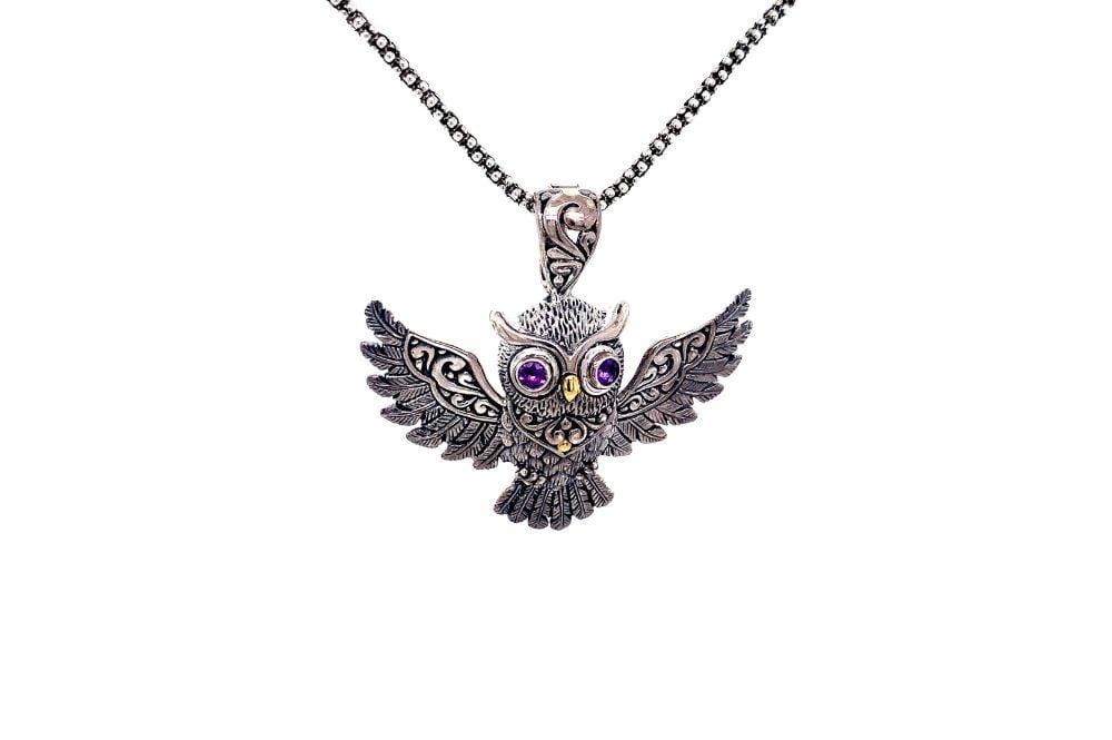Owl Pendant- Amethyst