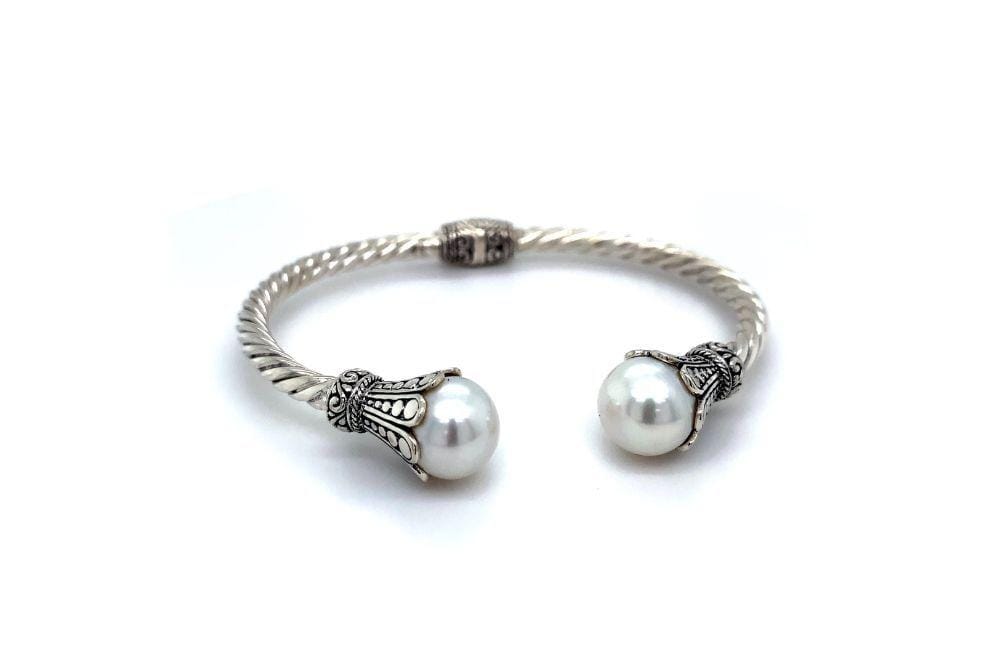 Bali Twist Bangle- White Pearl