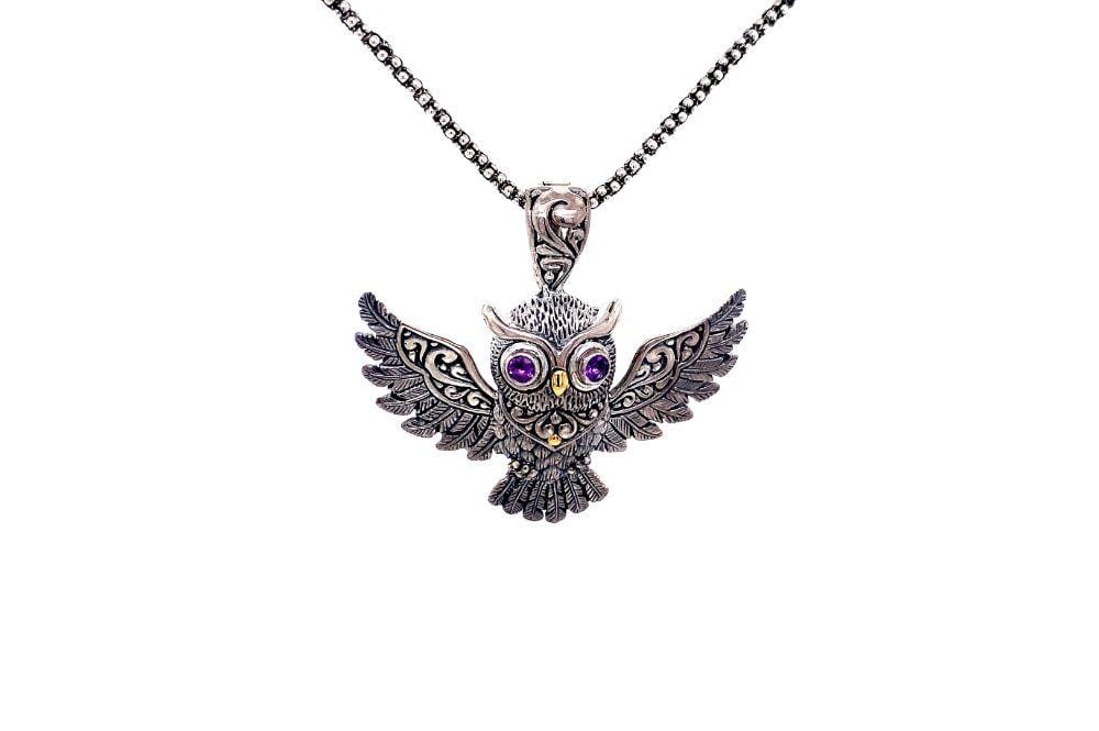 Owl Pendant- Amethyst