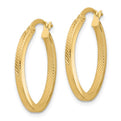 10K Yellow Gold Textured Oval Hoop Earrings