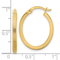 10K Yellow Gold Textured Oval Hoop Earrings