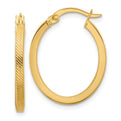 10K Yellow Gold Textured Oval Hoop Earrings