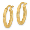 10K Yellow Gold Textured Oval Hoop Earrings