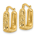 10K Yellow Gold  Diamond-Cut Square Hoop Earrings