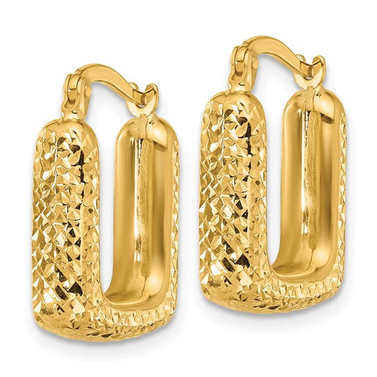 10K Yellow Gold  Diamond-Cut Square Hoop Earrings