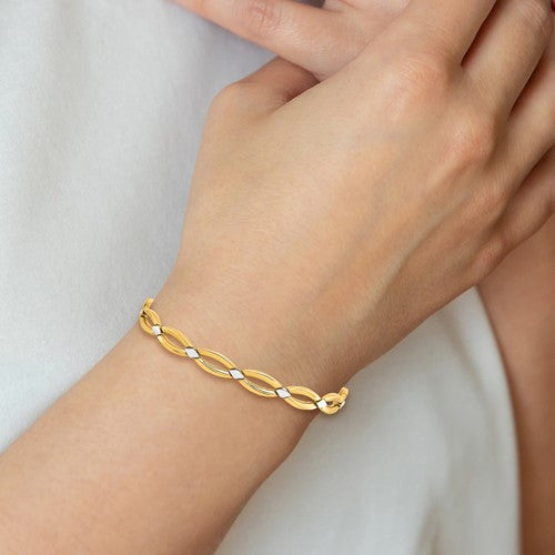 10K Two-Tone Gold Polished Fancy Link
