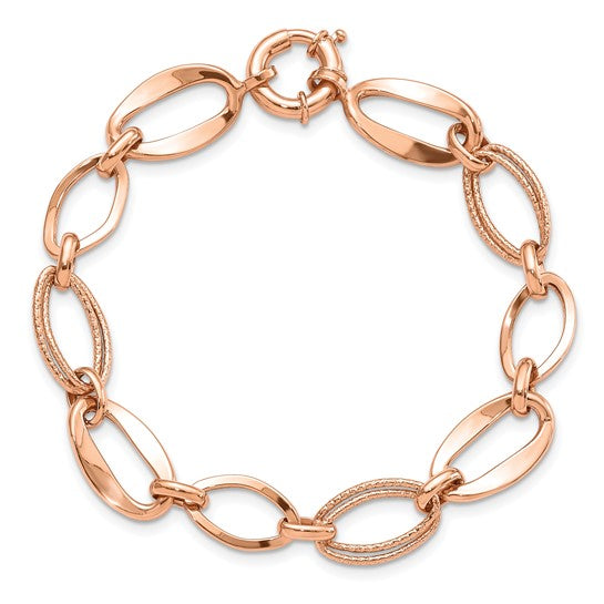 7.5" 10K Rose Gold Polished Link Bracelet