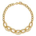 10K Polished and Textured Fancy Link Bracelet