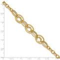 10K Polished and Textured Fancy Link Bracelet