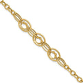 10K Polished and Textured Fancy Link Bracelet
