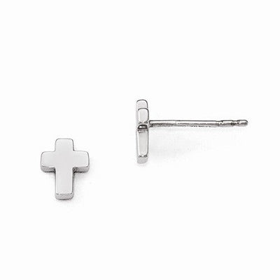 14K Polished Cross Earrings
